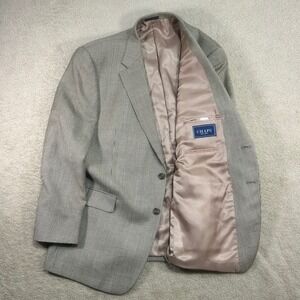 CHAPS Mens 46R Silk Wool Blend Plaid Sport Coat Blazer Jacket Tan Brown